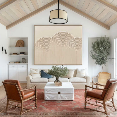  Beige Rich Textured Painting Modern Abstract Art, Minimalist Beige Monochromatic Art Artworks, Large Custom Acrylic Canvas Paintings