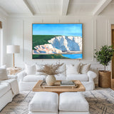 White Cliff Horizontal Oil Painting For Wall Landscape Art Seaside Art on Canvas Large  Apartment Decor
