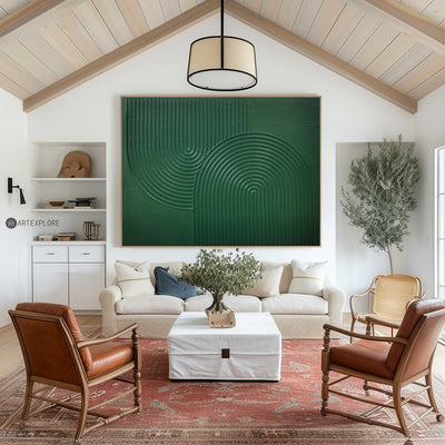 Modern Green Textured Canvas Wall Art,Green Rich Textured Painting Acrylic ,Original Green Oil Painting