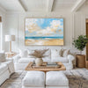 Abstract Blue Beach Canvas Wall Art Original Seascape Acrylic Painting Contemporary Ocean Art
