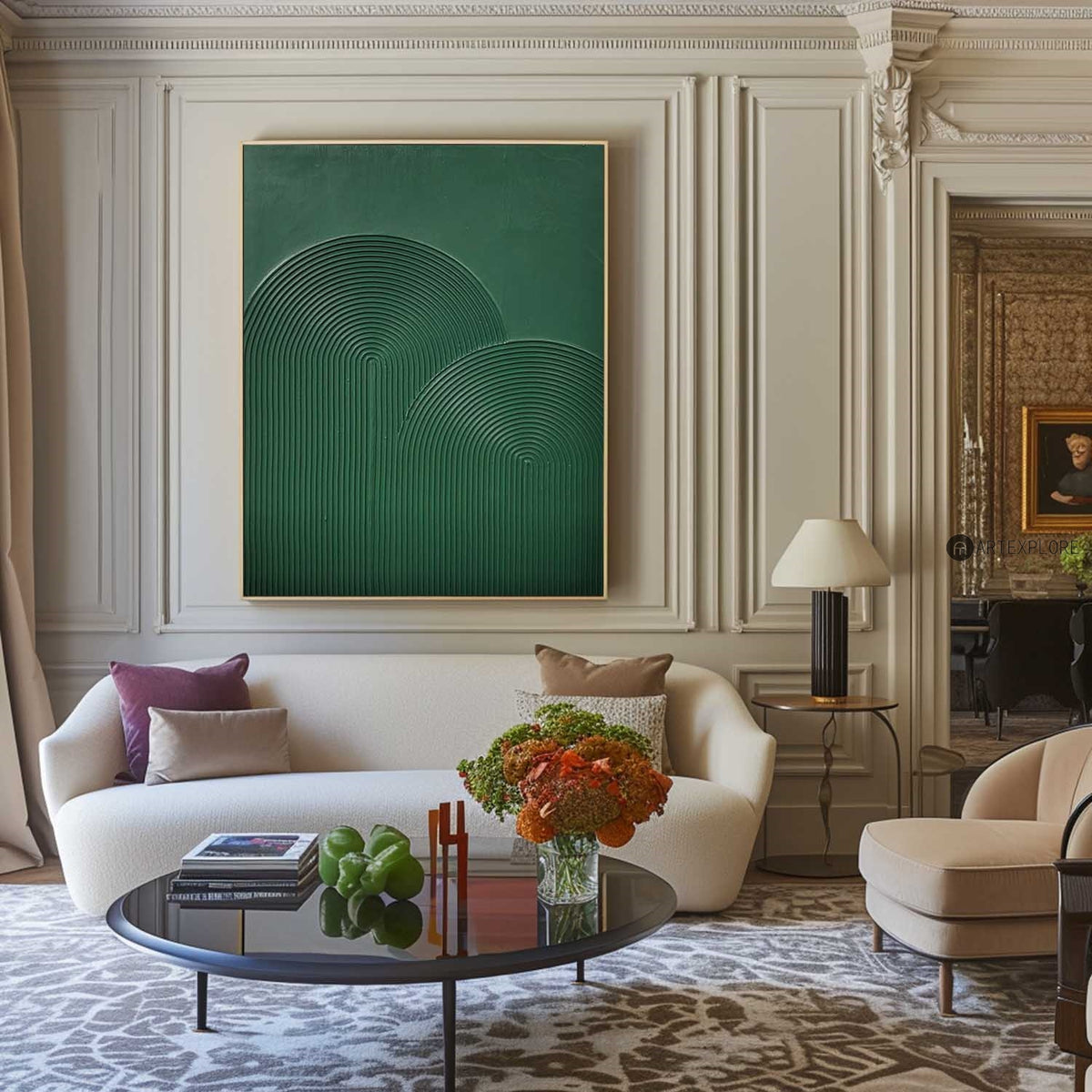 Large Dark Green Textured Abstract Art Painting,Green Rich Textured Wall Art,Minimalist Green Apartment Decor