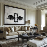 Black Swan Painting Modern Abstract Wall Art Large Canvas Art Minimalist Plaster Art For Sale