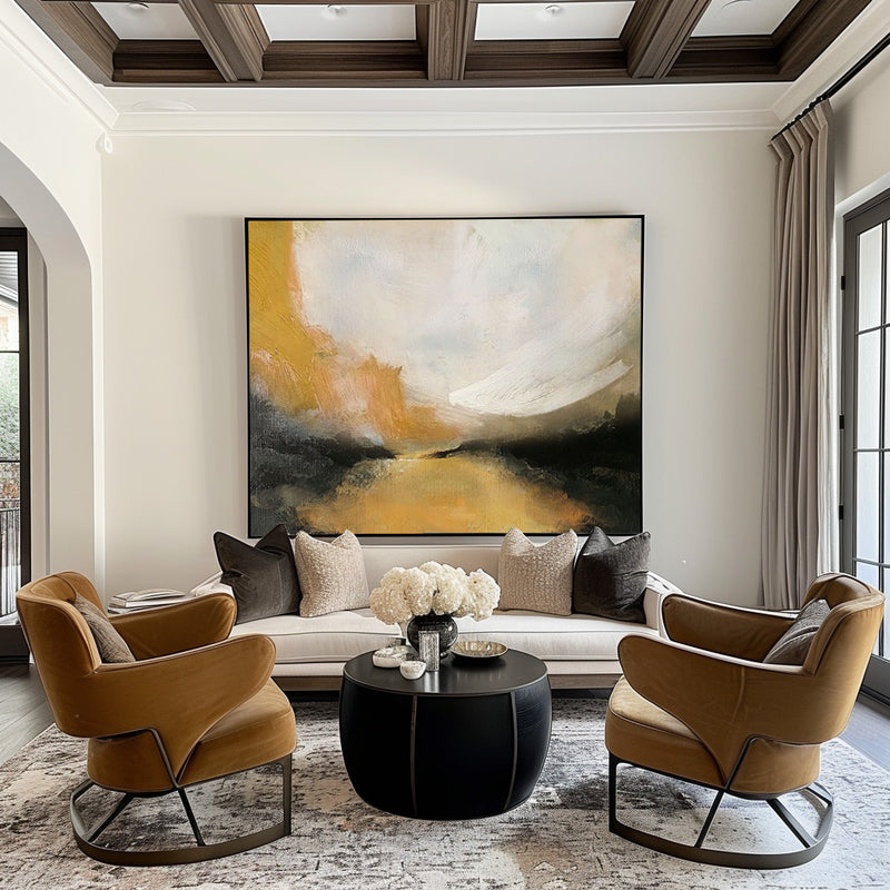 Oversize Gold And Black Abstract Landscape Canvas Acrylic Paintings Modern Landscape Wall Art Abstract Painting For Home Decor