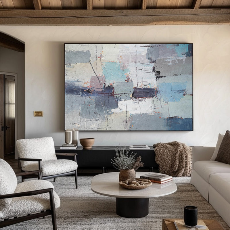 Large Abstract Coastal Canvs Acrylic Seascape Paintings Textured Abstract Painting 