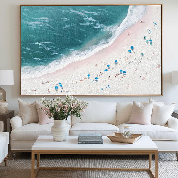 Oversize Abstract Coastal Canvas Acrylic Seascape Paintings Modern Impressionist Seascape Painting