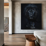 Large Lion Painting Black Lion King Wall Art Big Lion Oil Painting Handmade Animal Canvas Painting 