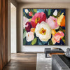 Colorful Flowers Textured Painting Flowers Painting Handmade Wall Art Minimalist Flowers Canvas Art