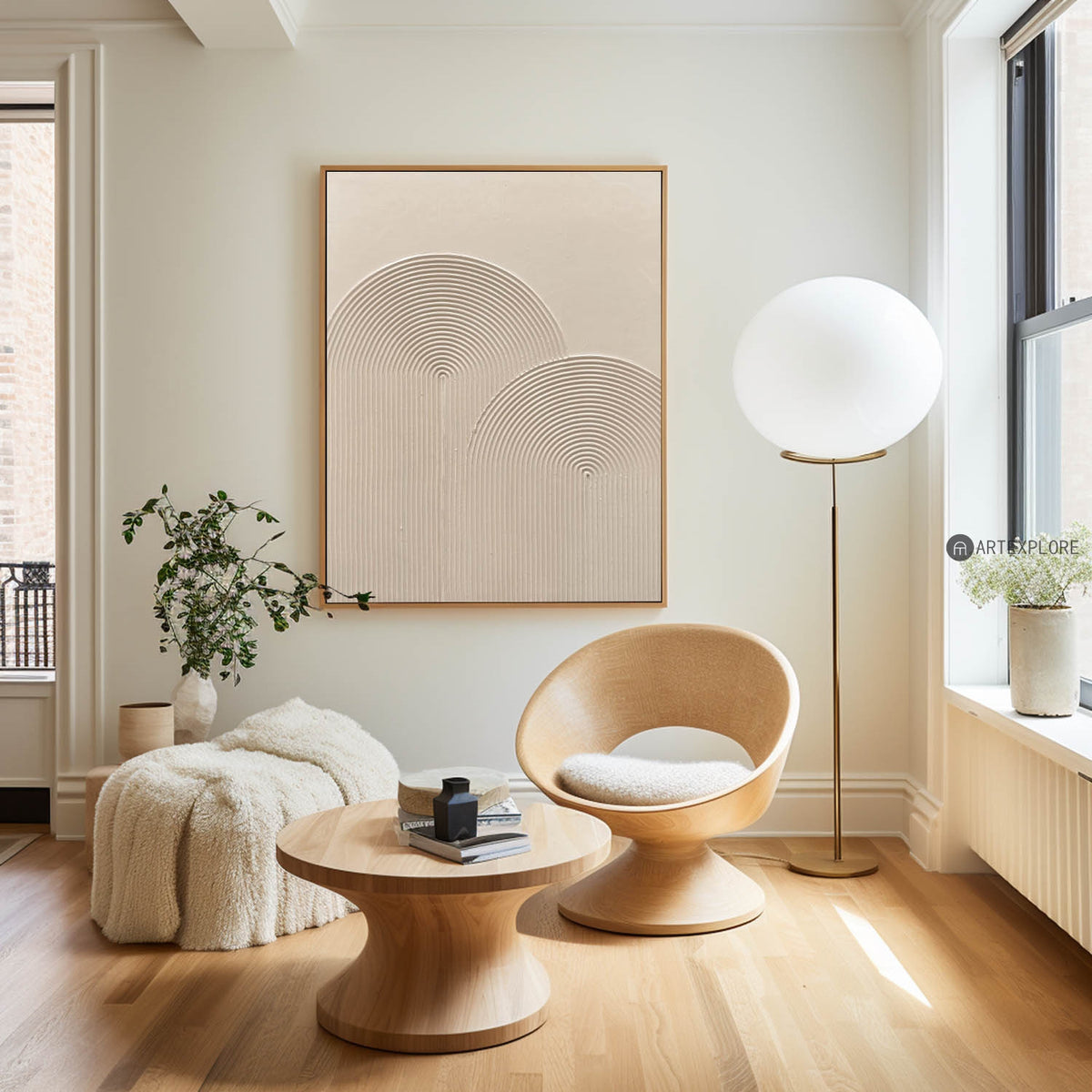 Modern 3d Beige Textured Painting Abstract Wall Art Monochromatic Art Minimalist Beige Artwork Wall Art  Minimalist Apartment Decor