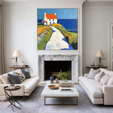 Modern Countryside Textured Canvas Art Large Countryside View Painting Landscape Painting For Sale