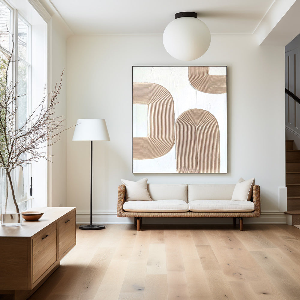White and Beige Textured Minimalist Wall Art, Large Abstract Canvas Wall Art, Plaster Painting