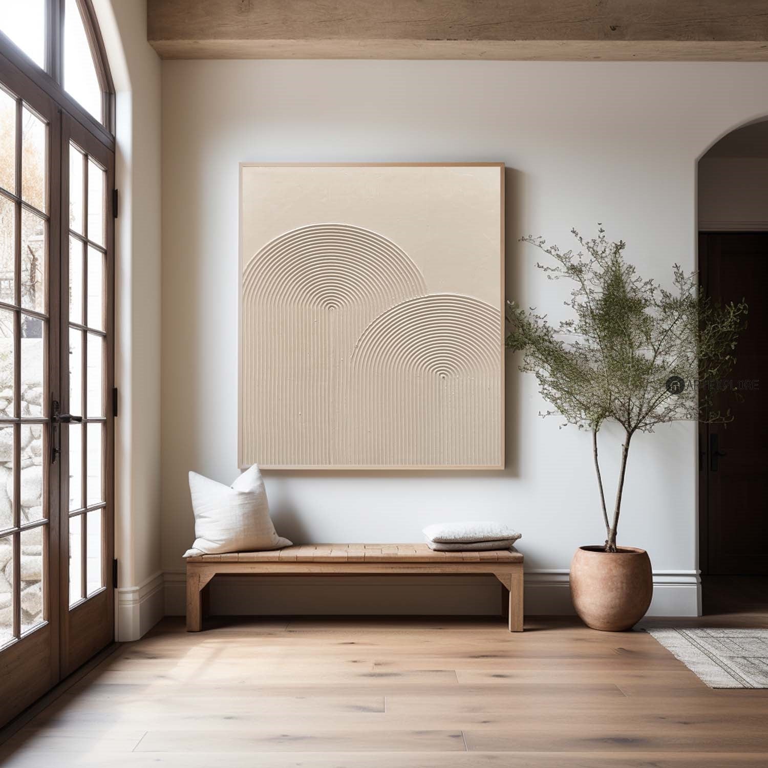 Modern 3d Beige Textured Painting Abstract Wall Art Monochromatic Art Minimalist Beige Artwork Wall Art  Minimalist Apartment Decor