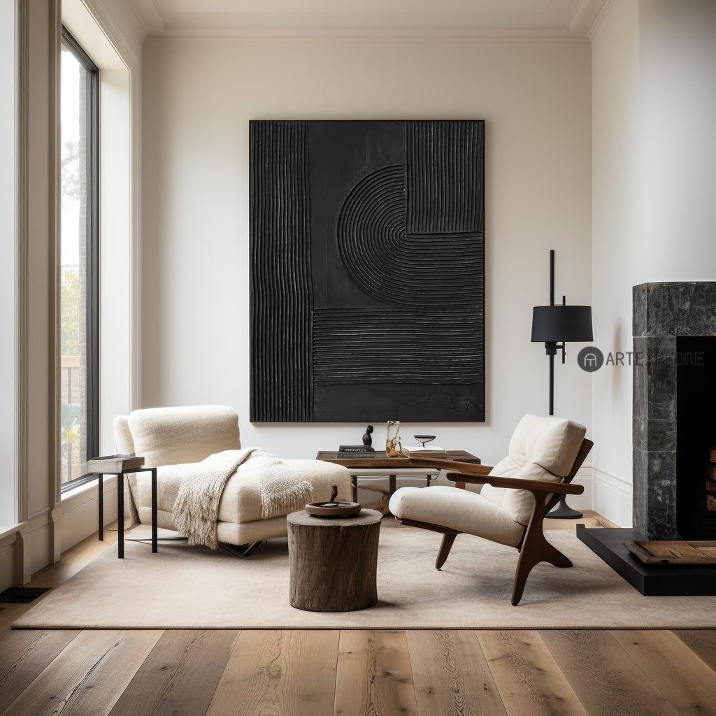 Expensive Modern 3D Black Abstract Wall Art,Modern Black Custom Canvas Paintings,Best Living Room Paintings