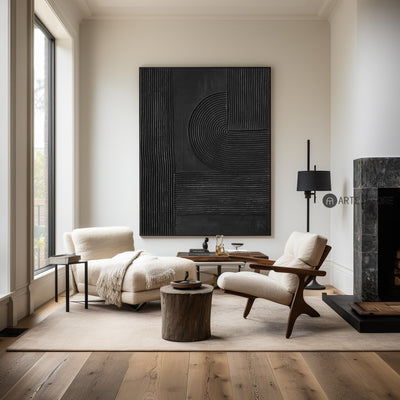 Expensive Modern 3D Black Abstract Wall Art,Modern Black Custom Canvas Paintings,Best Living Room Paintings
