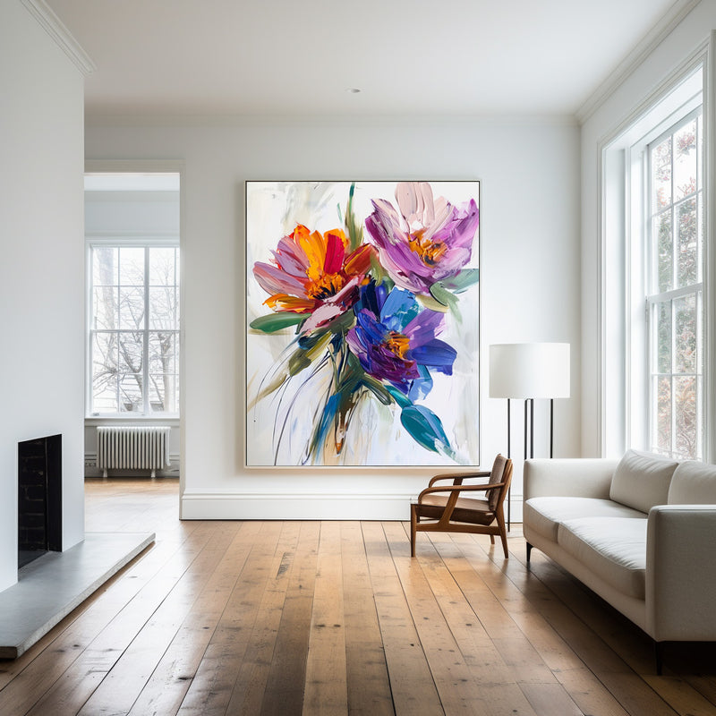 Large Framed Art Flowers Colourful Art Paintings For Wall Custom Canvas Paintings