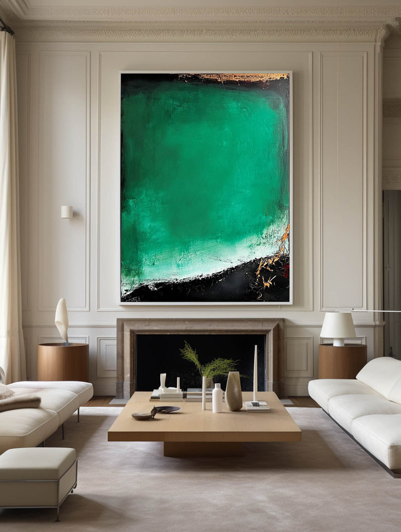 Large Green Wall Art Large Framed Green Bauhaus Wall Art Painting Green Vertical Painting