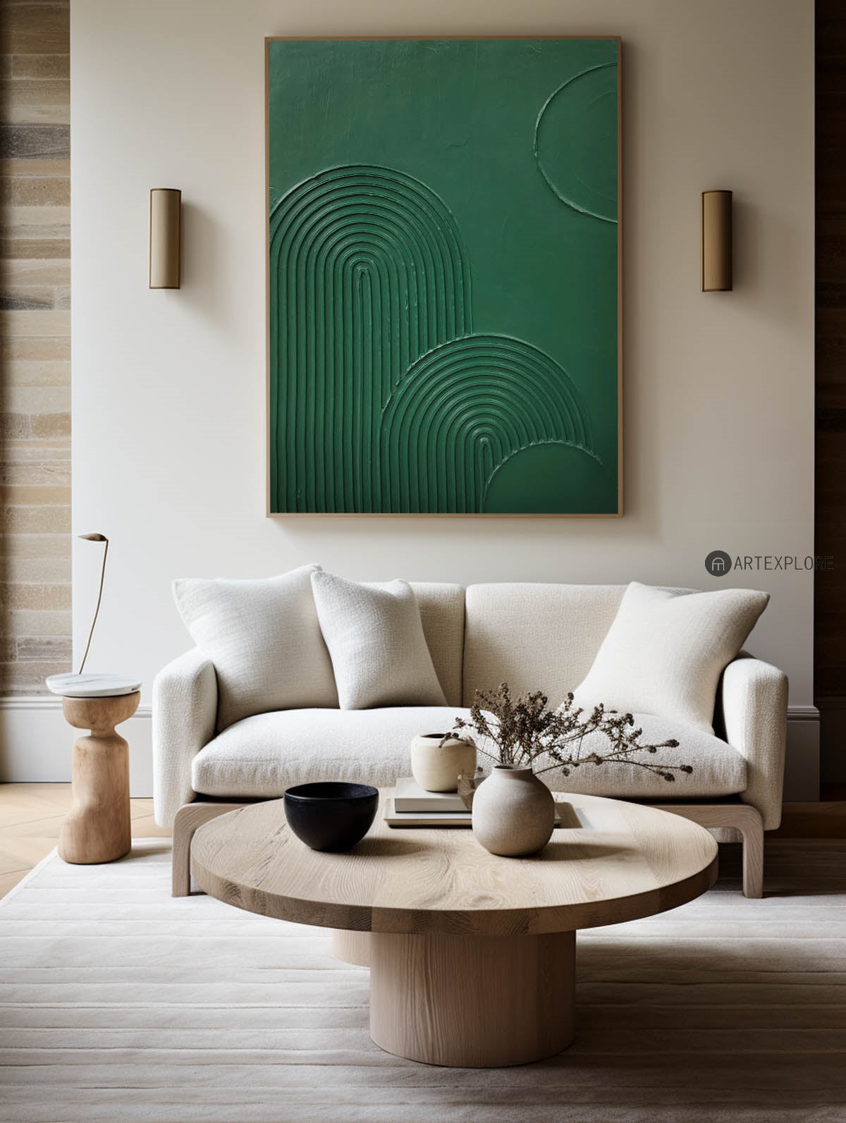 Largr Green Rich Textured Painting,Minimalist Pure Green Abstract Handmade Wall Art,Green Art Deco Artwork