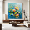 Green Pond Painting Beautiful Lotus Plaster Painting Rich Textured Artworks Canvas Art For Livingroom
