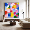 Large Colorful Bauhaus Painting Square Abstract Wall Art Rich Textured Canvas Art For Livingroom