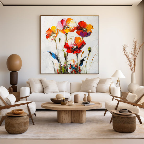 Abstract Flowers Wall Art Large Canvas Modern Art Colorful Abstract Art Boho Wall Art For Sale