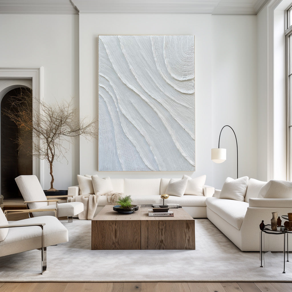 3D White Plaster Wall Art Textured Art White Plaster Wall Art White Abstract Minimalist Painting