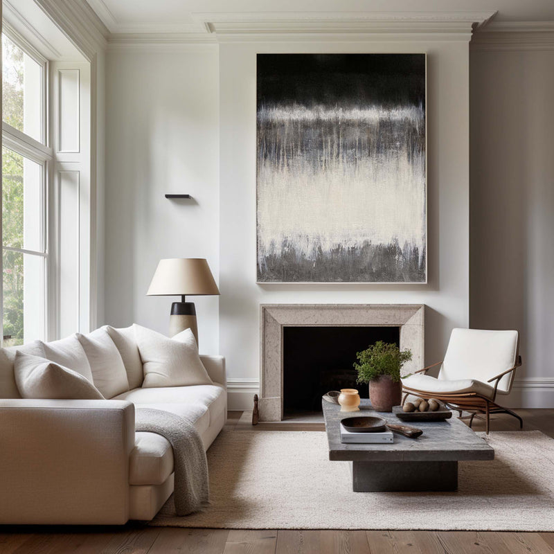 Extra large Abstract Contemporary Art Modern Abstract Painting On Canvas Acrylic Large Black White Grey Wall Art 
