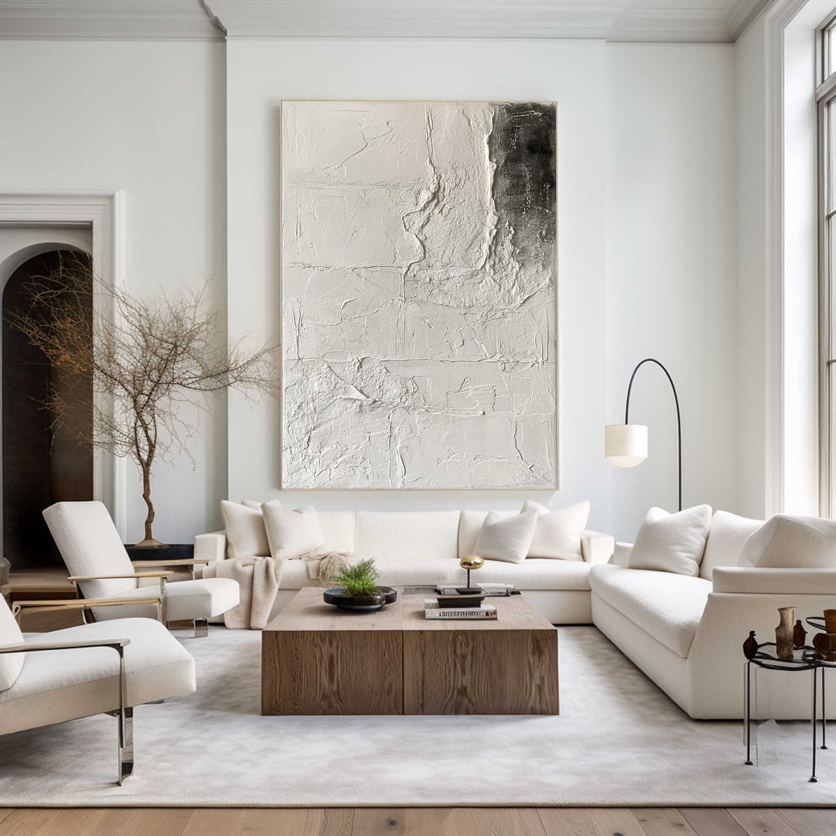 Black And White Abstract Painting, Black White Minimalist Painting, Black White Canvas Wall Art