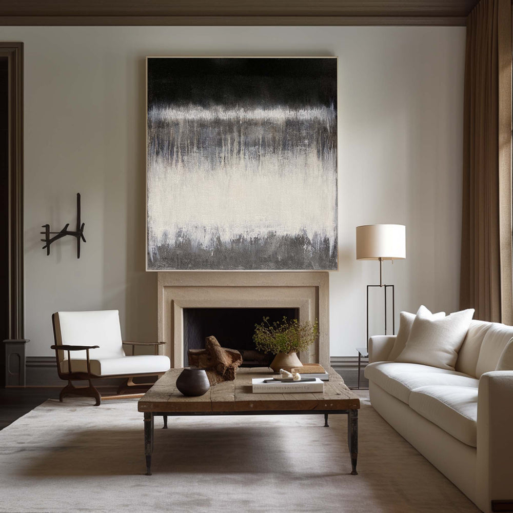 Extra large Abstract Contemporary Art Modern Abstract Painting On Canvas Acrylic Large Black White Grey Wall Art 