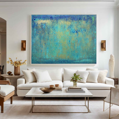 Green Textured Abstract Wall Art Large Canvas Artworks Modern Acrylic Painting For Home Decor