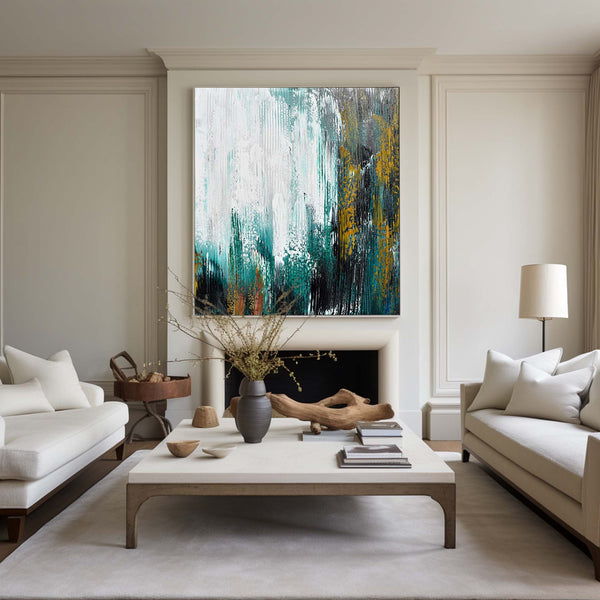 Abstract Green Canvas Painting Large Original Acrylic Abstract Canvas Art Modern Abstract Painting 