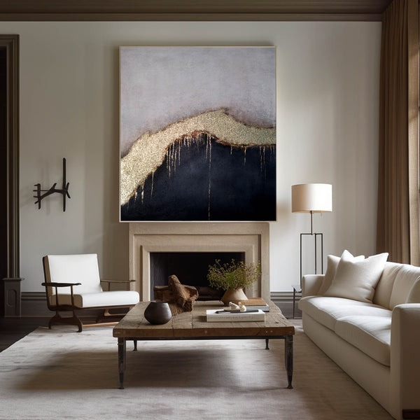 Back And Gold Abstract Art Large Modern Art Canvas Vertical Canvas Art