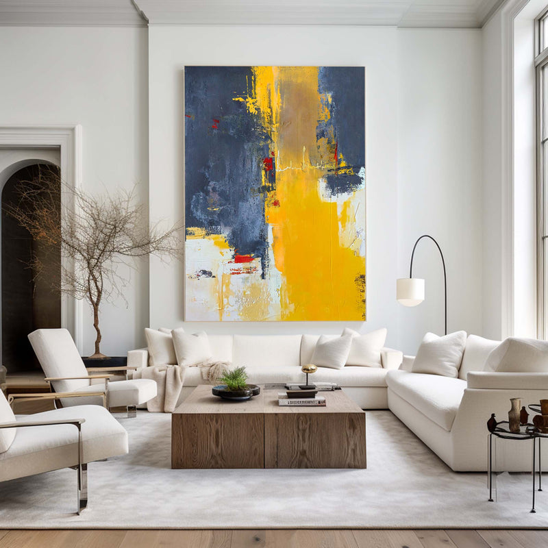 Orange Abstract Painting Large Modern Wall Art Yellow Abstract Art 