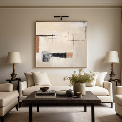 Black And Beige Abstract Painting Minimalist Art Large Horizontal Canvas Paintings For Sale