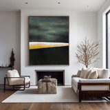 Modern Black And Green Minimalist Painting Gold Abstract Acrylic Painting Livingroom Wall Art For Sale
