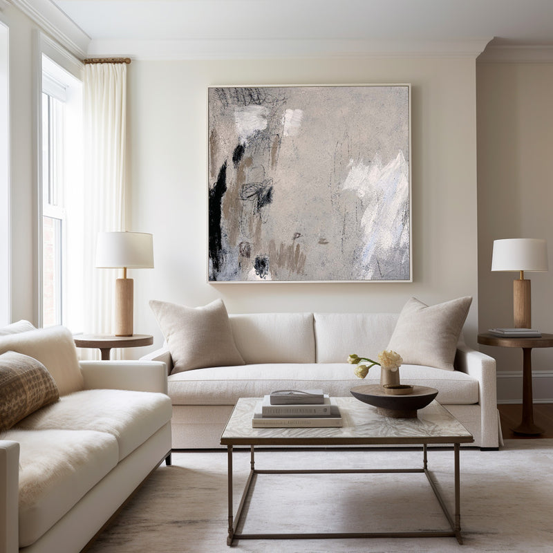 Modern Wabi-sabi Grey Abstract Wall Art Large Abstract Wall Art Painting For Livingroom 