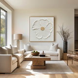 3D White Flower Abstract Painting Minimalist Abstract Art On Canvas Modern Flower Painting Painting For livingroom