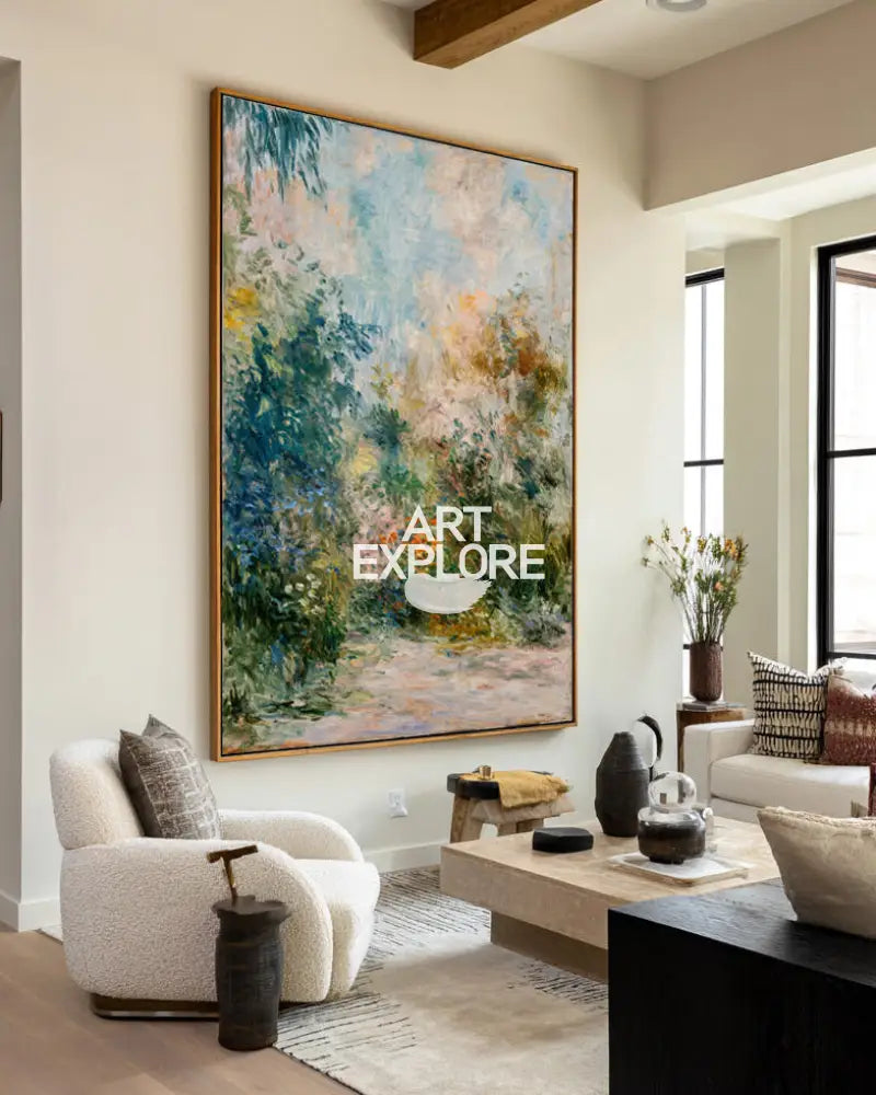 Colorful Floral Landscape Canvas | Handmade Vertical Wall Decor | ArtExplore