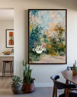 Impressionist Garden Scene Oil Painting | Vertical Handmade Art | ArtExplore