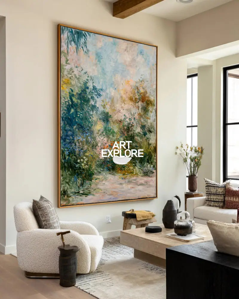 Colorful Floral Landscape Canvas | Handmade Vertical Wall Decor | ArtExplore