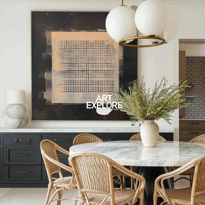 Modern Textured Square Painting for Minimalist Home Aesthetic | ArtExplore