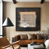 Black and Beige Minimalist Texture Painting, Handmade Canvas | ArtExplore