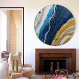 Modern Blue Abstract Art Painting Blue Circular Wall Art Framed Canvas Art | Artexplore