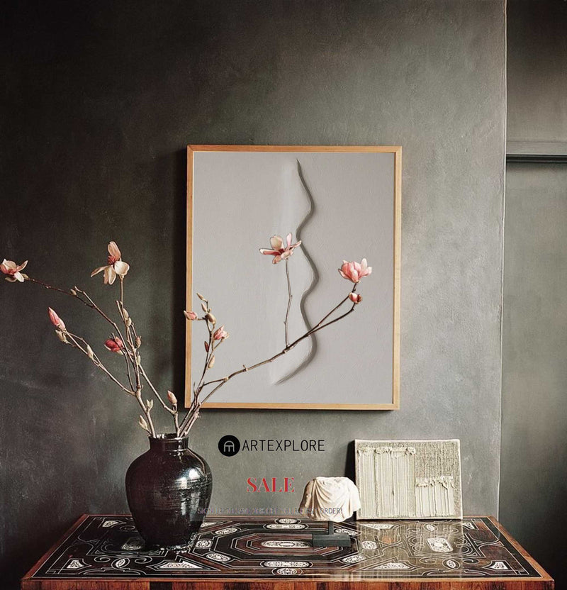 Modern White Plaster Wall Art Plaster Painting  Wabi-sabi Textured Canvas Painting For Sale