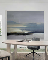 Modern Blue Landscape Paintings Large Abstract Landscape Art Rich Textured Canvas Wall Art