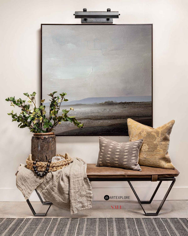 Modern Abstract Art Brown Landscape Canvas Painting Rich Textured Painting For Livingroom