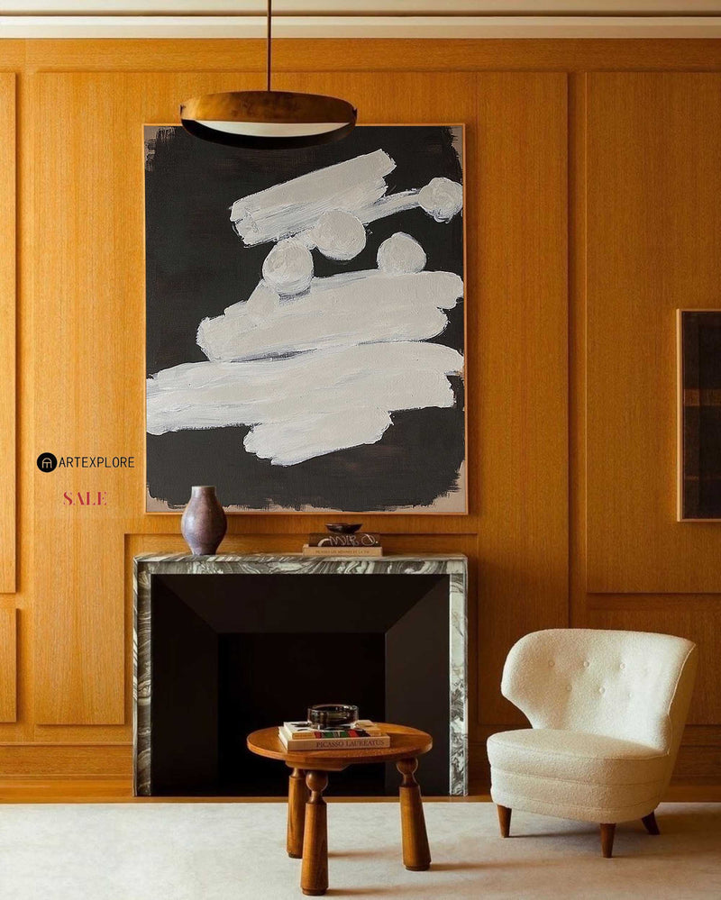 Black And White Wabi-sabi Minimalist Painting Modern Minimalist Abstract Wall Art For Sale