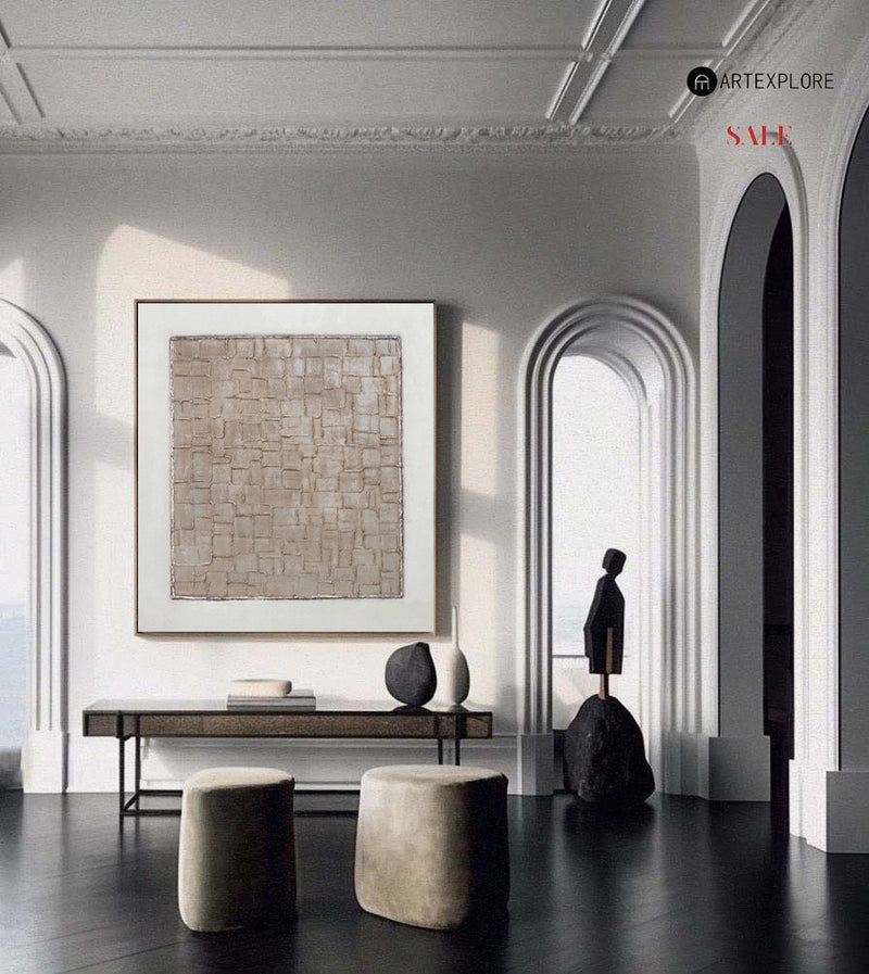 Modern Beige Abstract Art Painting Beige Minimal Painting Modern Abstract Art | Artexplore