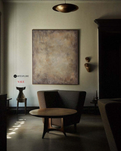 Brown Wabi-sabi Painting Minimalist Painting Brown Abstract Painting Brown Minimalist Abstract Art