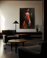 Large Brown Horse Oil Painting Wild Horse Canvas Wall Art Brown Steed Canvas Art For Sale