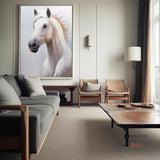 Modern White Horse Painting White Wild Horse Wall Art White Horse Canvas Artworks