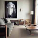 Large White Horse Painting Black and White Horse Canvas Wall Art Modern Horse Art For Sale